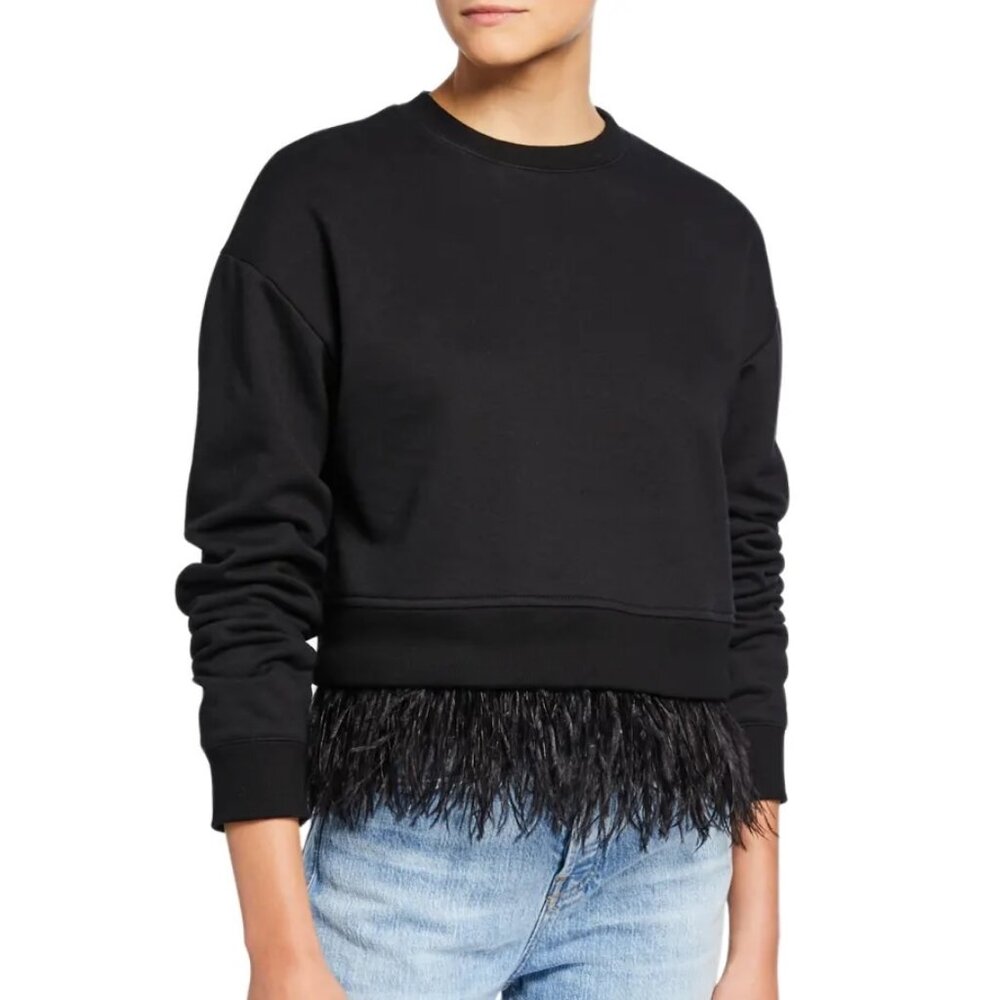 Derek Lam 10 Crosby Feather Sweatshirt - Black - Size Small